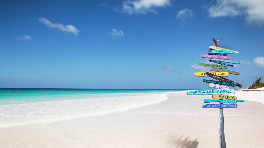 Bahamas beach sign