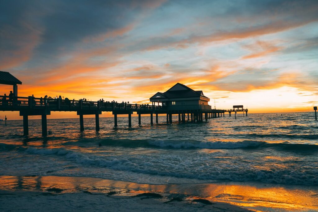 Sunset in Clearwater Beach during a tour of Florida