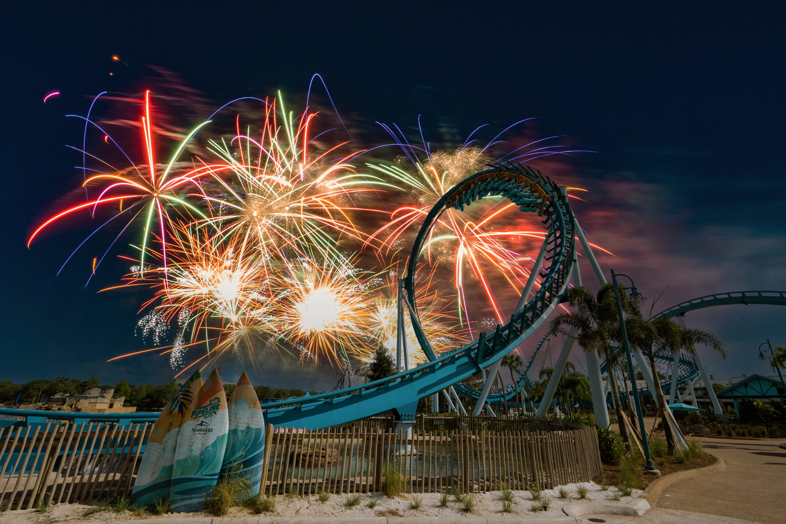 SeaWorld Pipeline Fireworks theme park America