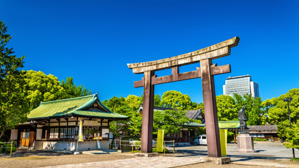Gate of Hokoku Shrine in Osaka