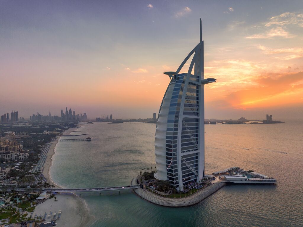 Burj Al Arab during a vacation to Dubai with side view