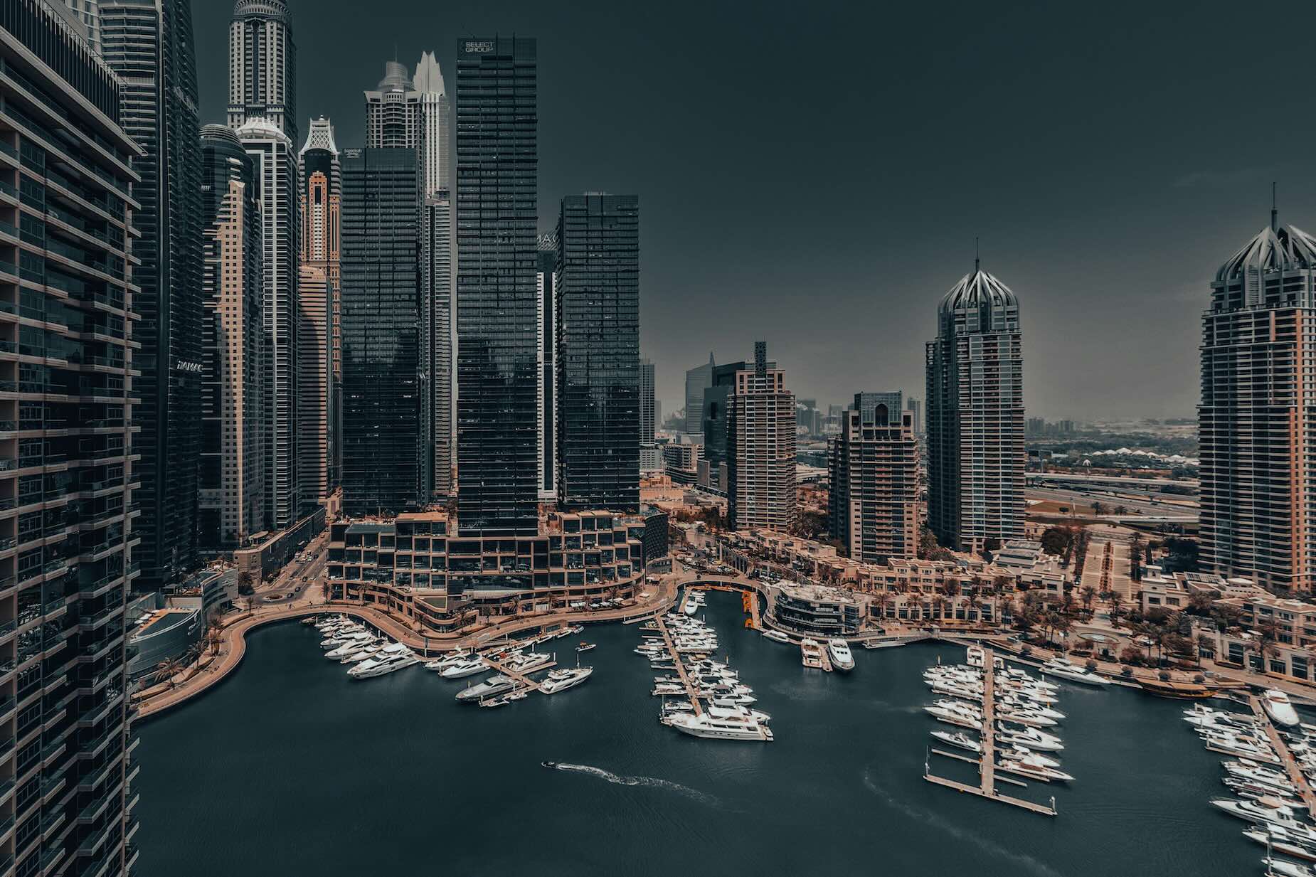 Dubai Marina United Arab Emirates marina side view