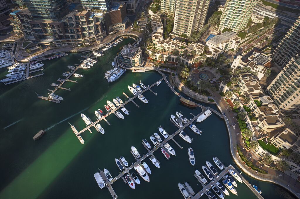 Dubai Marina United Arab Emirates port overhead
