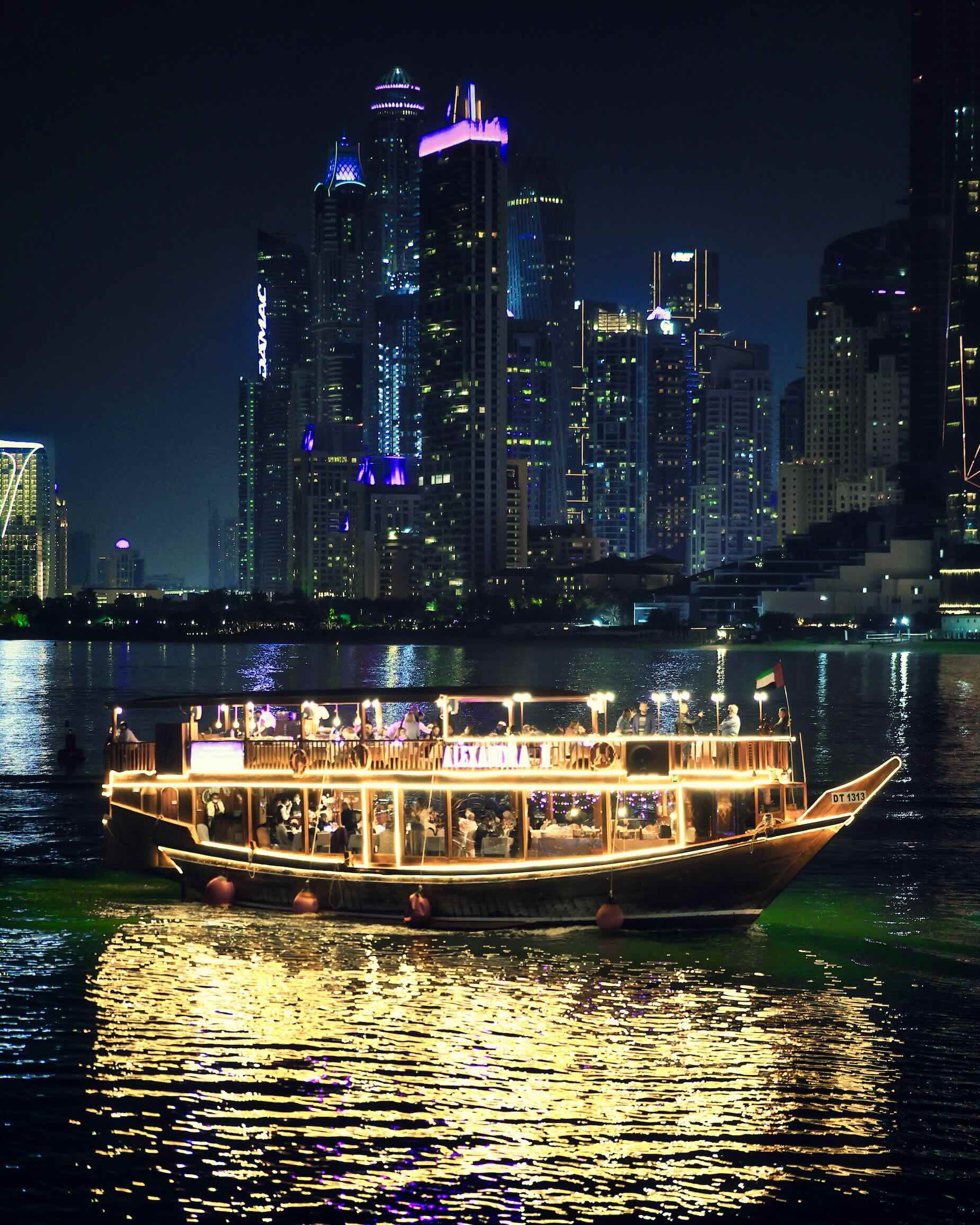 Dubai United Arab Emirates Dhow Cruise Night