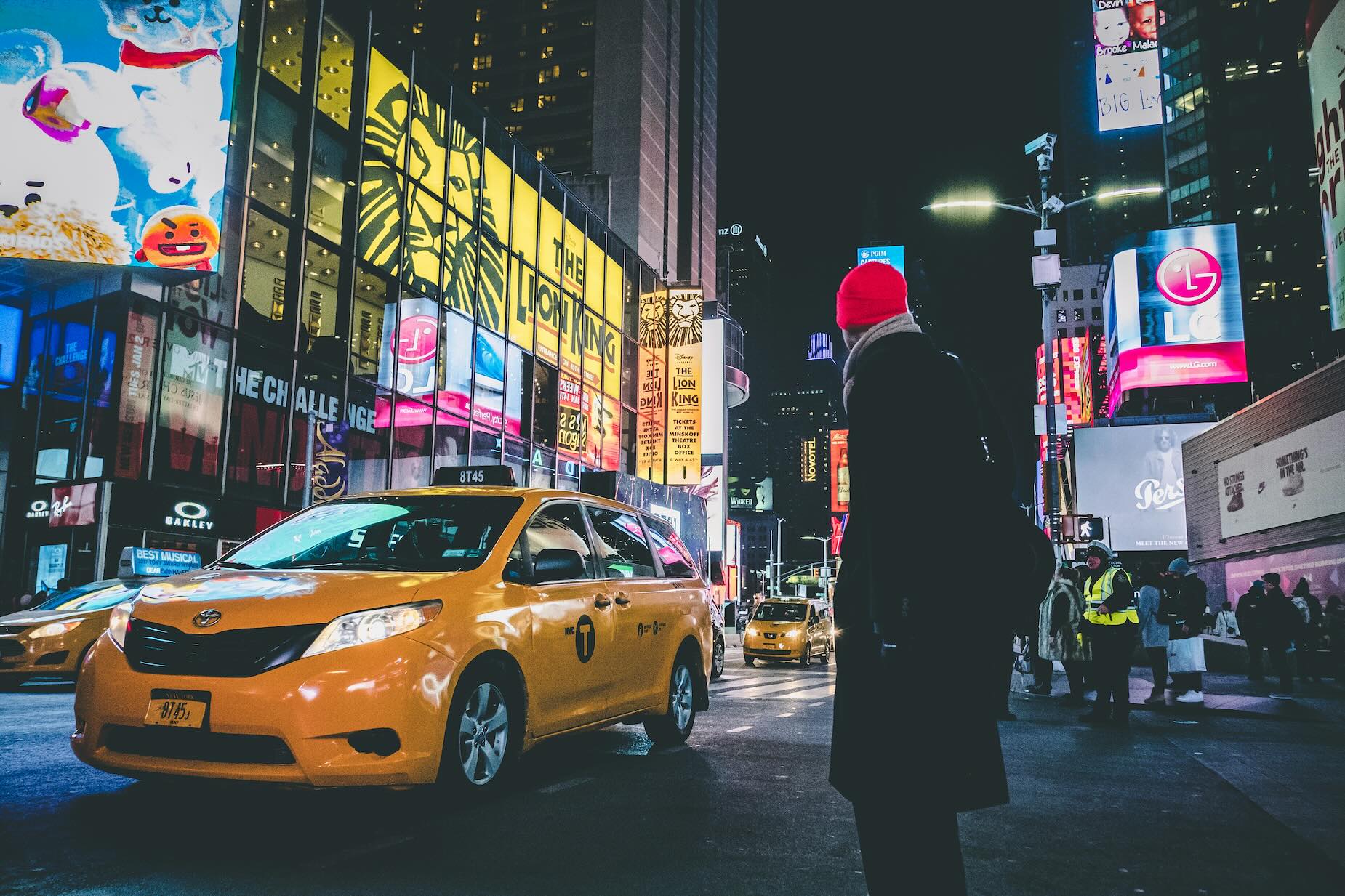 Times Square New York - NYC United States by cab