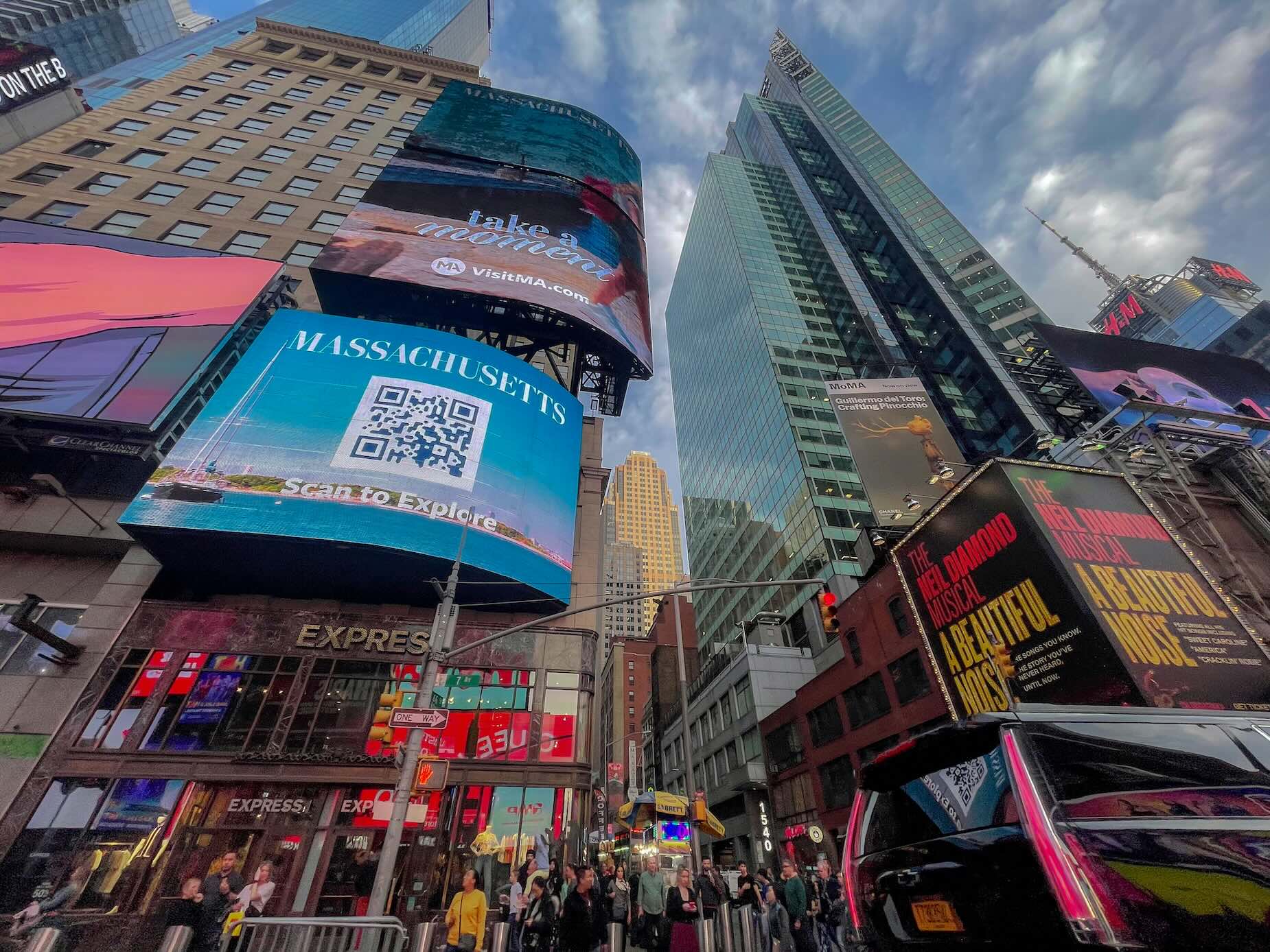 Times Square New York - NYC United States below view buildings