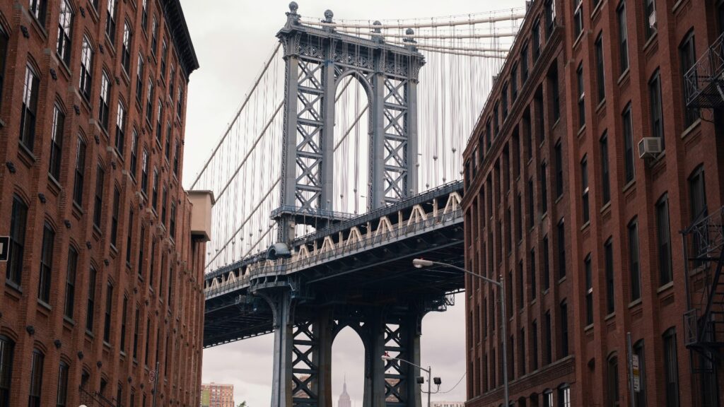 DUMBO New York with cobblestone streets and Brooklyn Bridge views during city break