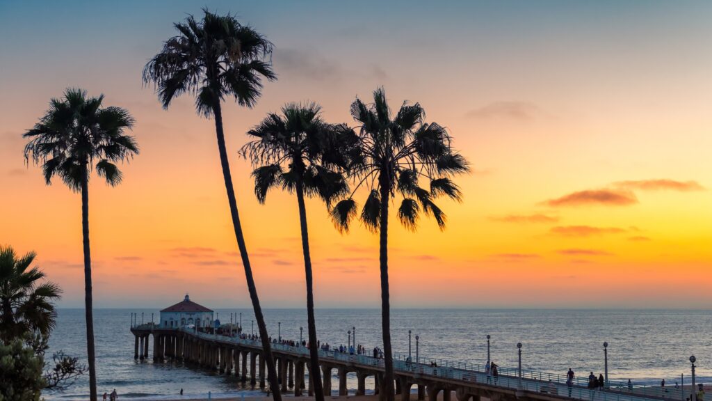 Sunset California beach Los Angeles, USA