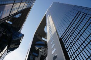 Umeda Sky Building Osaka Japan Azië - onderaanzicht