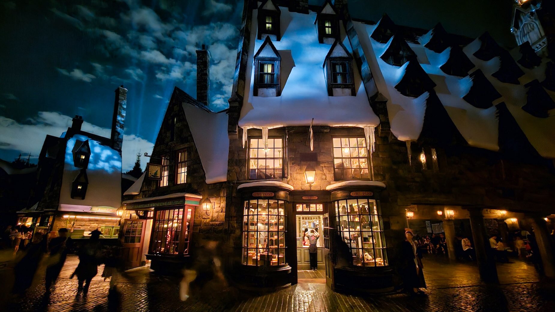 Harry Potter-themed area with Hogsmeade stores at Universal Studios Japan