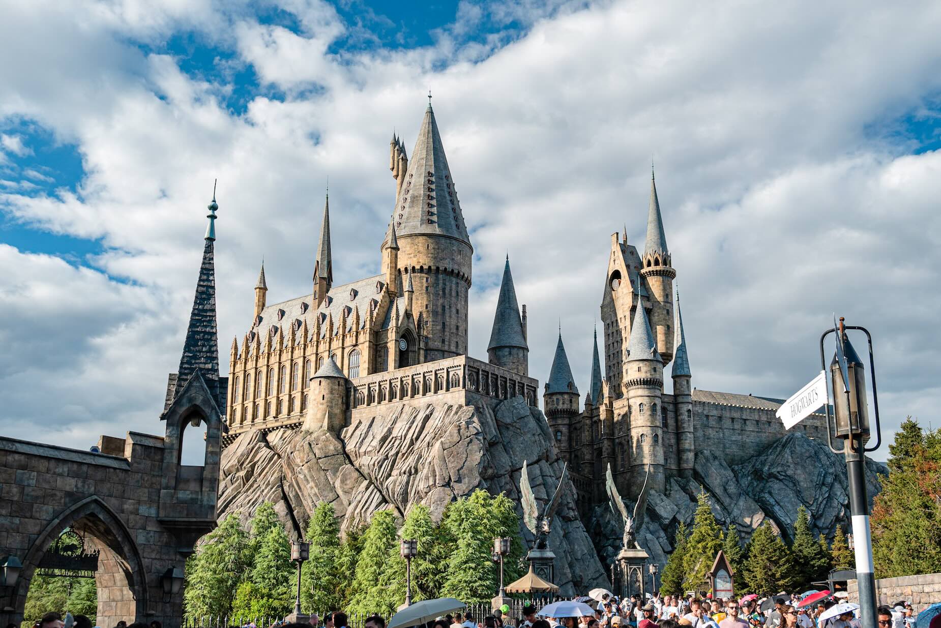 Harry Potter-themed area with iconic Hogwarts castle in USJ Japan