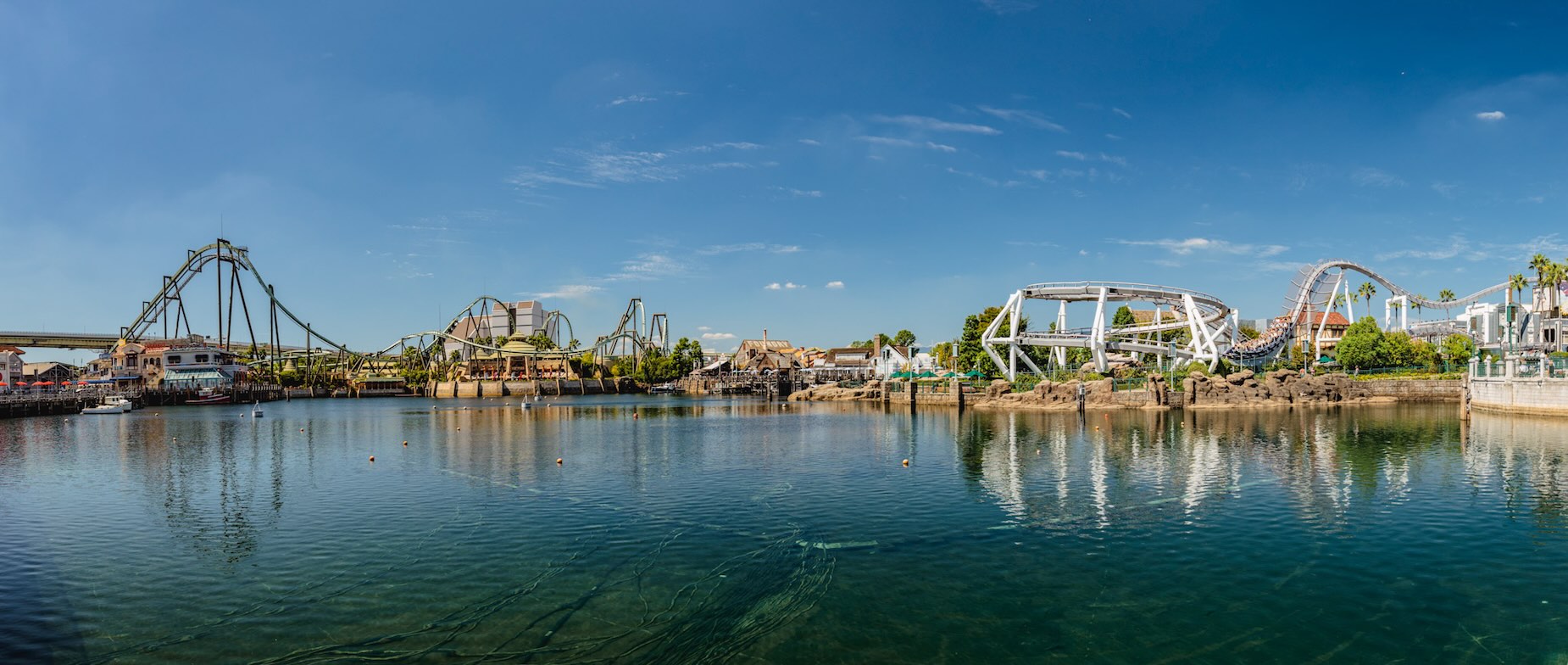 Skyline of Universal Studios Japan Osaka with overview of attractions
