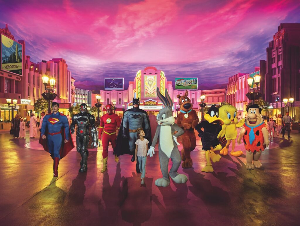 Warner Bros World Abu Dhabi with famous movie and cartoon characters