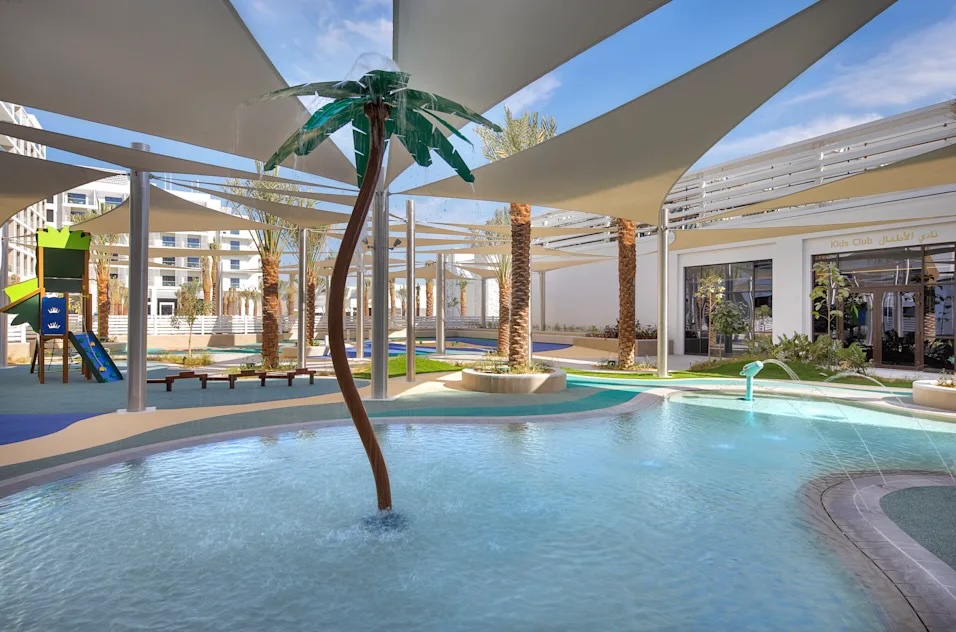 Kids' pool at Hilton Abu Dhabi Yas Island during a vacation to dubai with kids