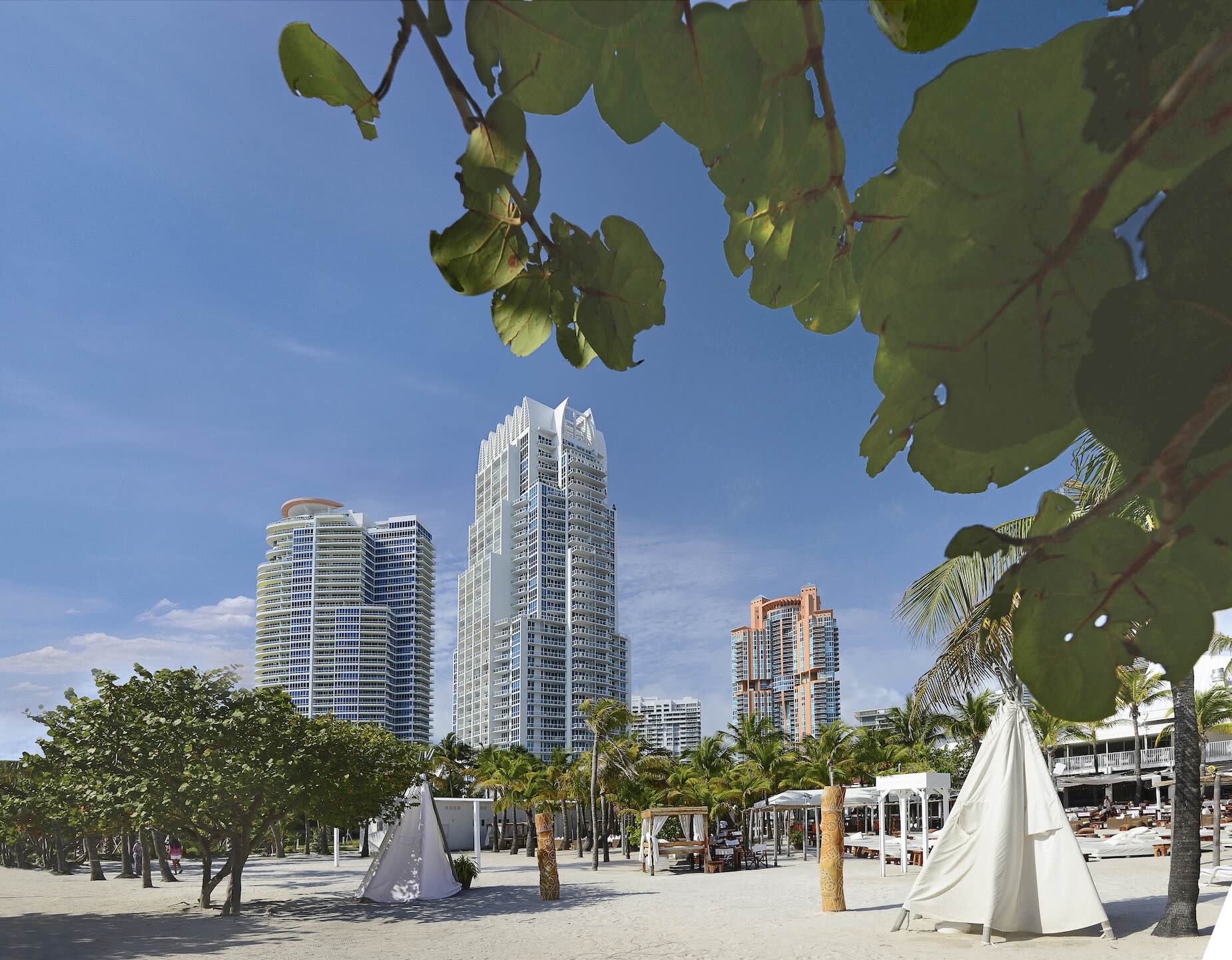 Miami Beach with tipis and cots - Miami Florida South Beach, United States
