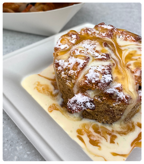 Pretzel Bread Pudding EPCOT snack - Walt Disney World snacks
