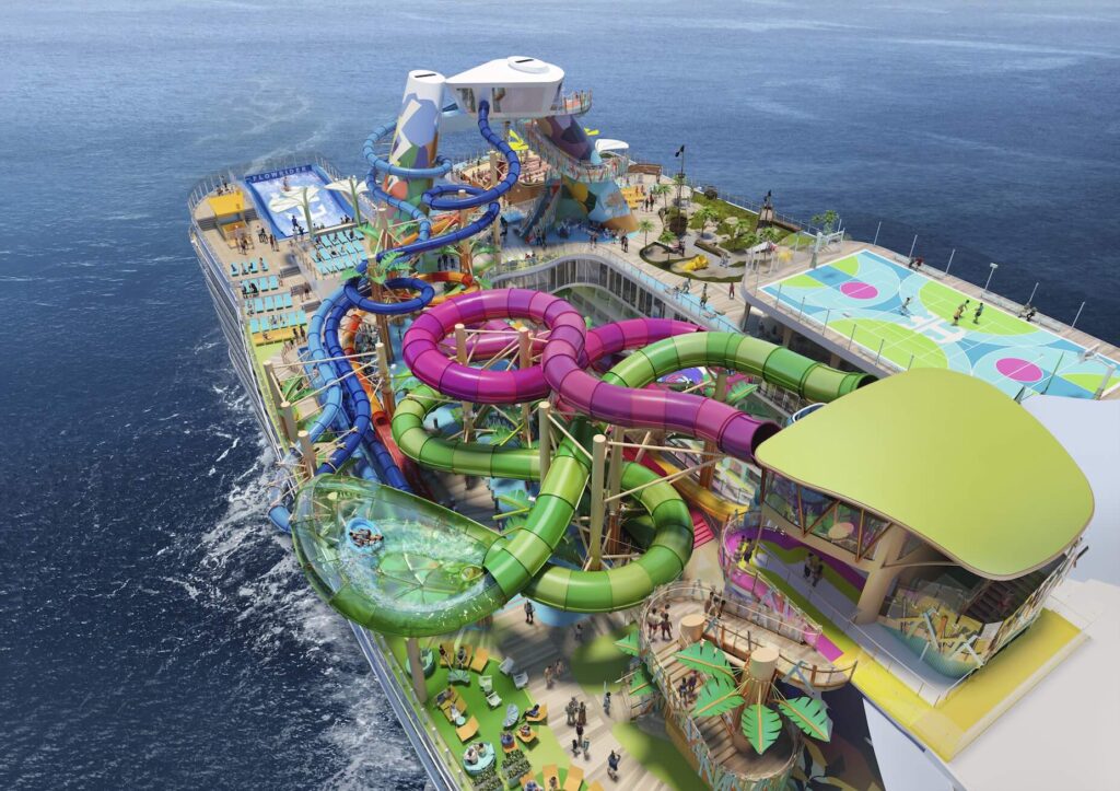 Aerial Waterpark and slides at Star of the Seas - Royal Caribbean Cruises