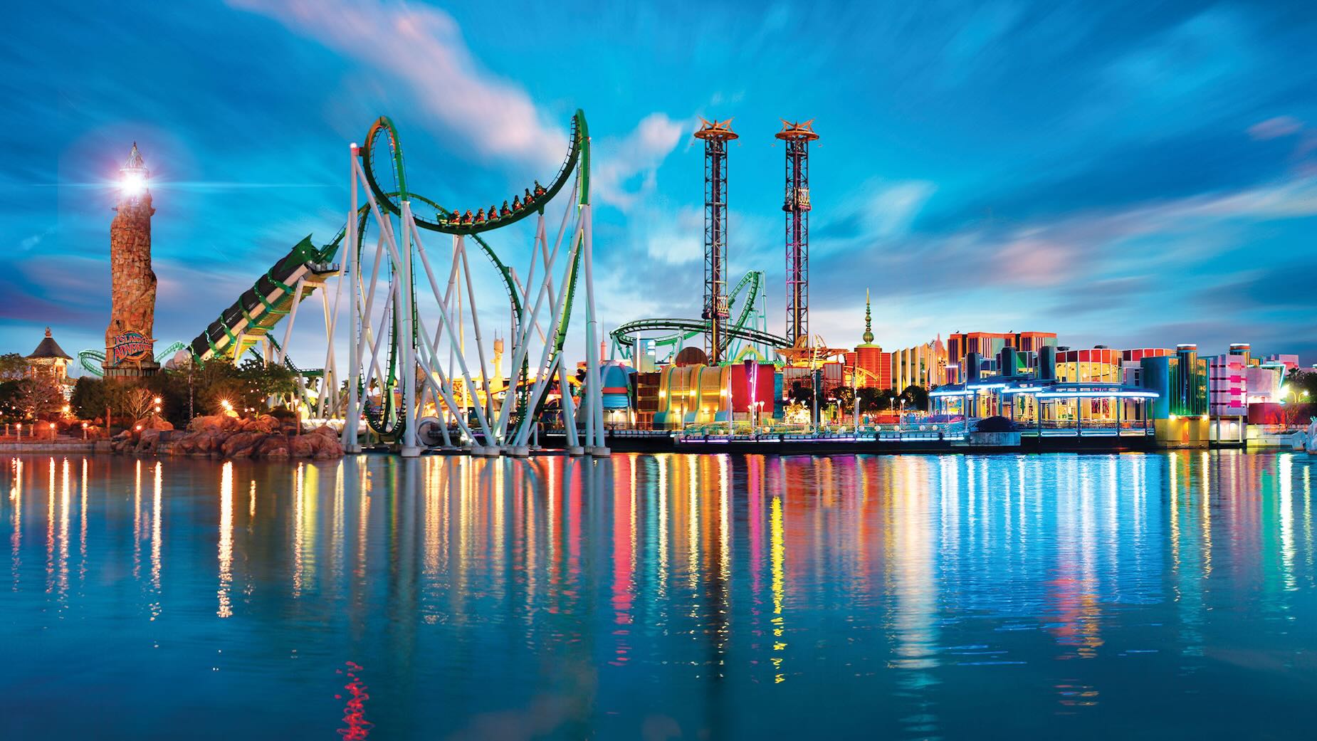 Uiitzicht op Islands of Adventure, een van Universal’s pretparken in Orlando