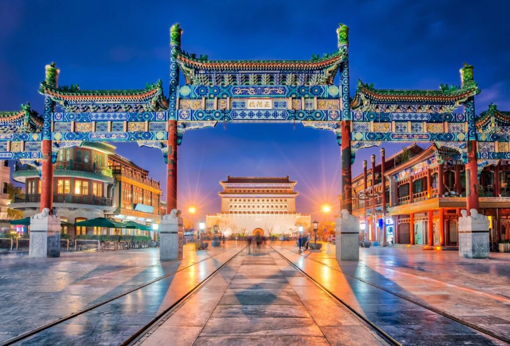 De Zhebgyang Gate in Beijing, china tijdens een 15-daagse reis