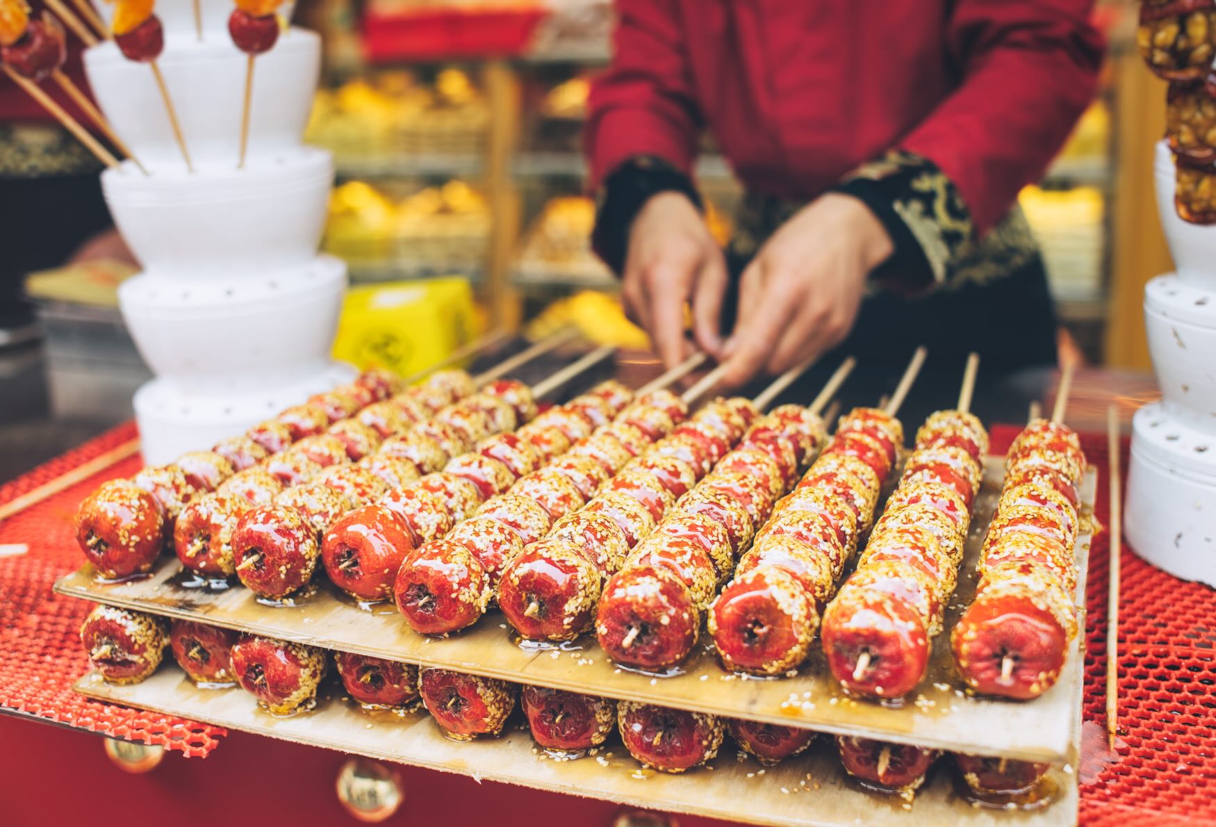 Typical snacks in Beijing, candied sticks during your tour of china