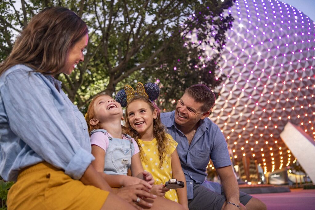 A family in EPCOT during the Disney World Florivida Holiday