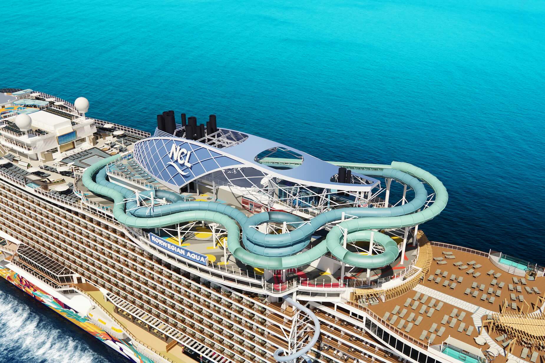 Norwegian Aqua's impressive SlideCoaster during a Caribbean Cruise
