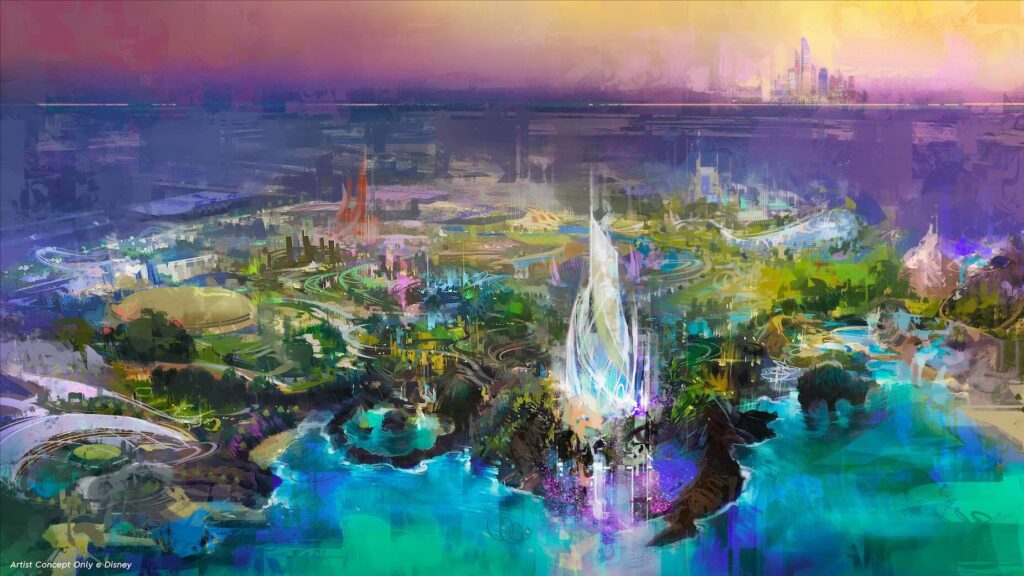 Concept art of the newest Disney Park in Abu Dhabi