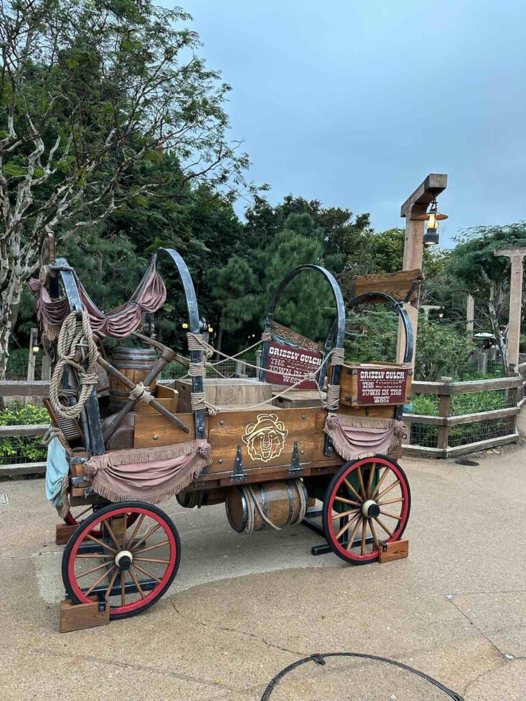Wagon in Grizzly Gulch in one of Disneyland Hong Kong's themed areas