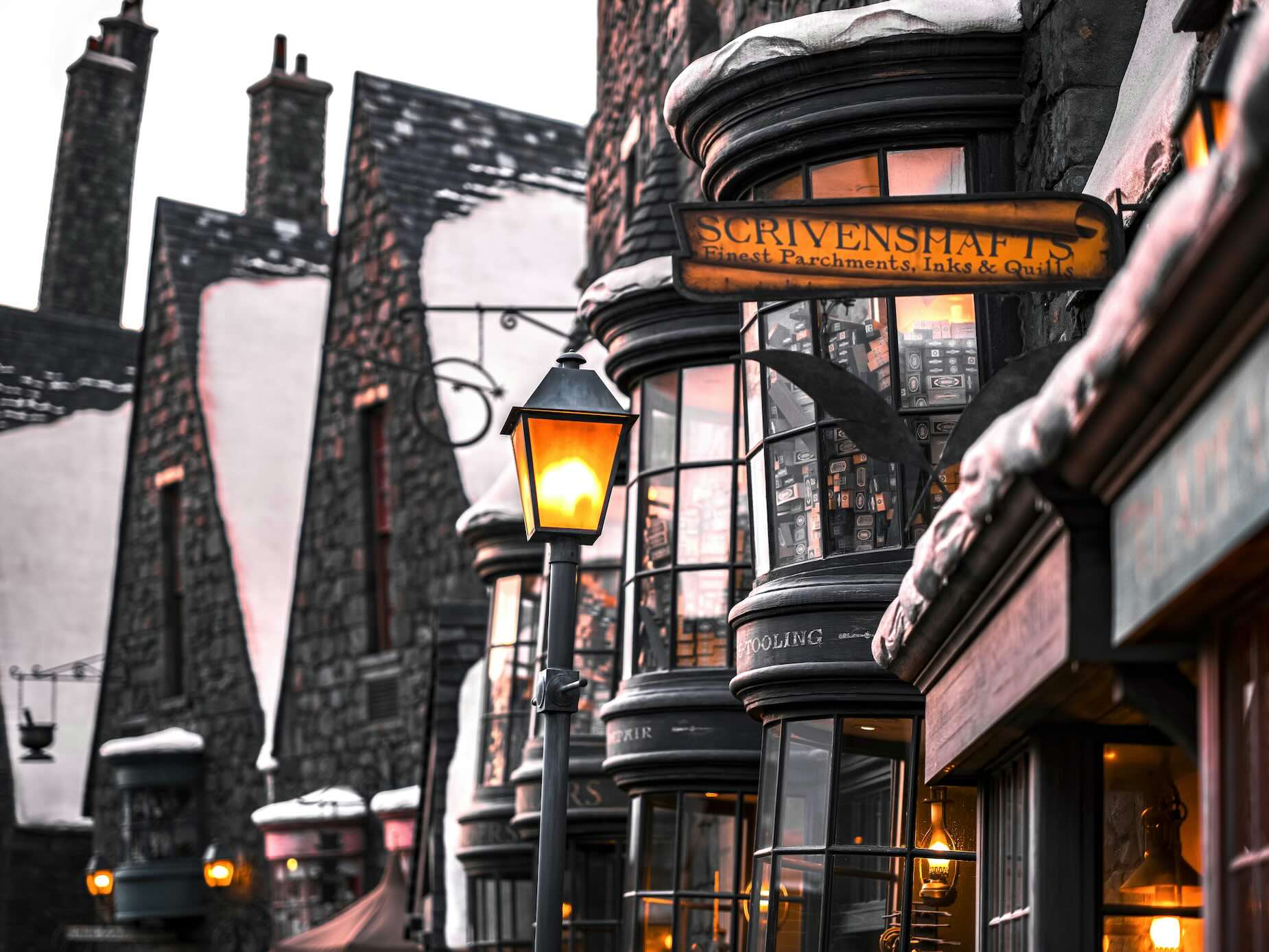 Harry Potter Hogsmeade street during a visit to Universal Resort Beijing