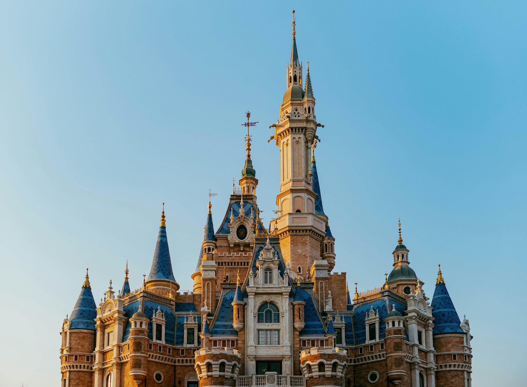 Castle golden hour at Disney in Shanghai, one of the parks in China