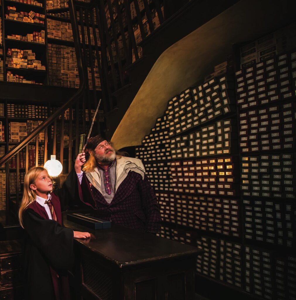 Ollivanders tijdens een bezoek aan het Harry Potter pretpark