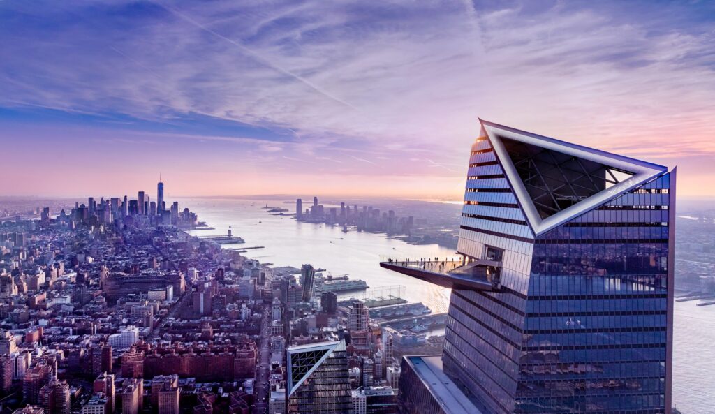 View of Edge Hudson Yards in the evening