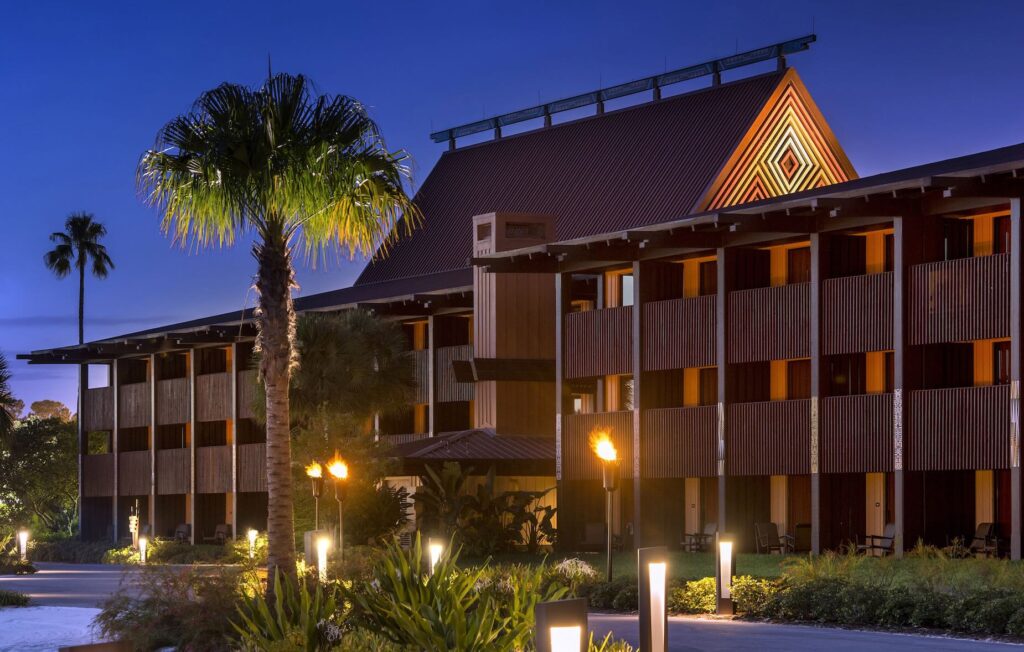 Exterior of Disney's Polynesian, a luxury hotel in Orlando