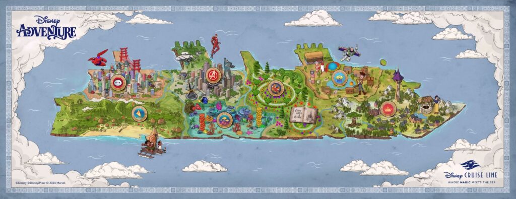 Disney Adventure Cruise Map with different areas