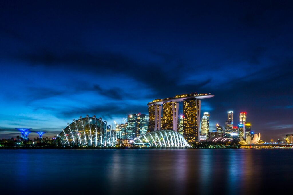 Singapore in the evening during vacations