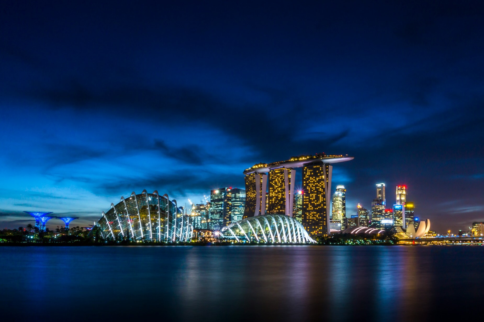Singapore in the evening during vacations