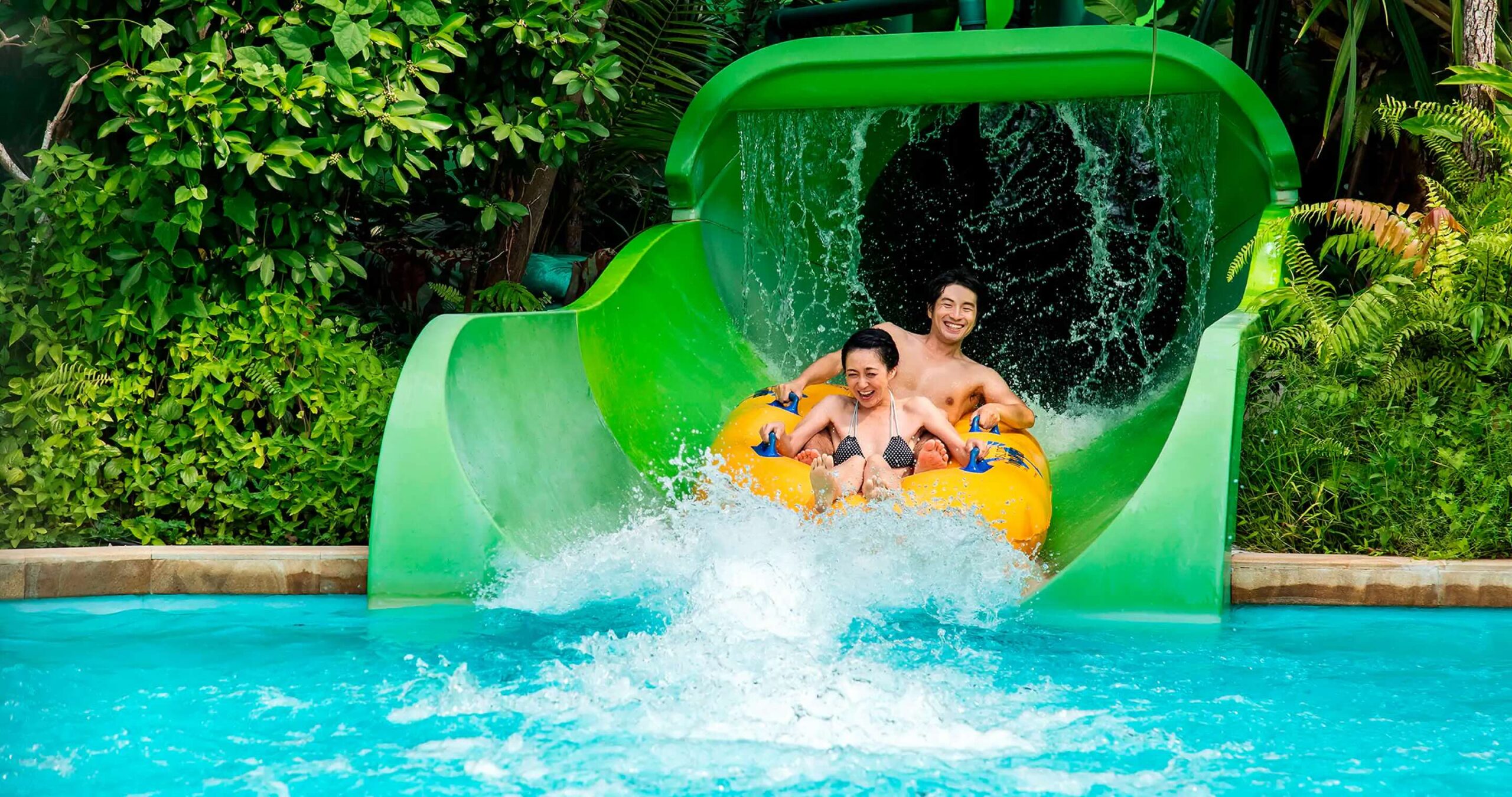 Slide at the Adventure Cove water park during a vacation in Singapore
