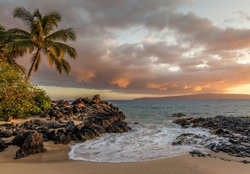 Sunset on the beach in Hawaii
