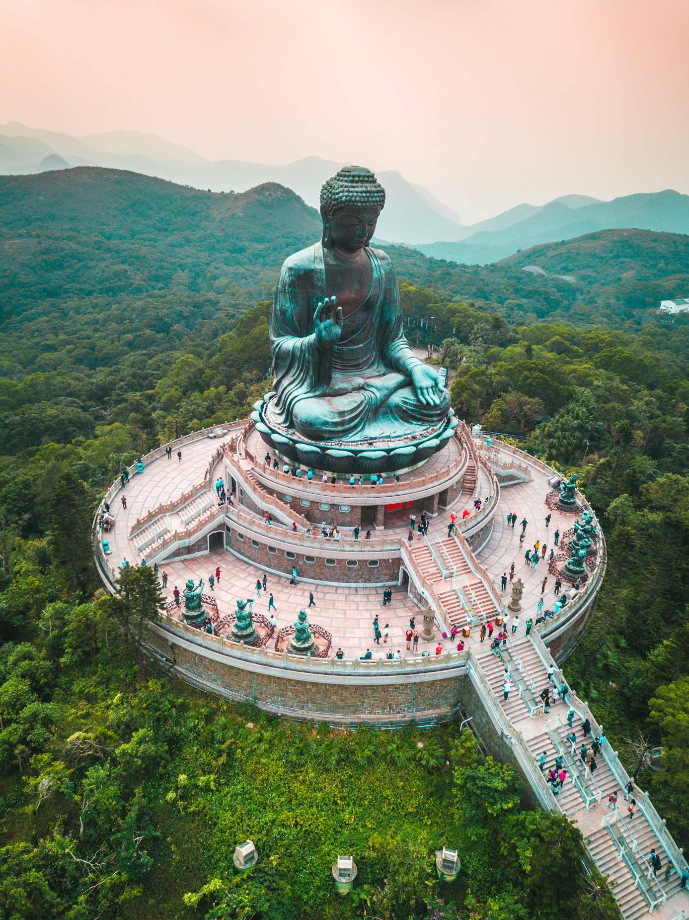 Big buddha aerial view during a trip to Hong Kong