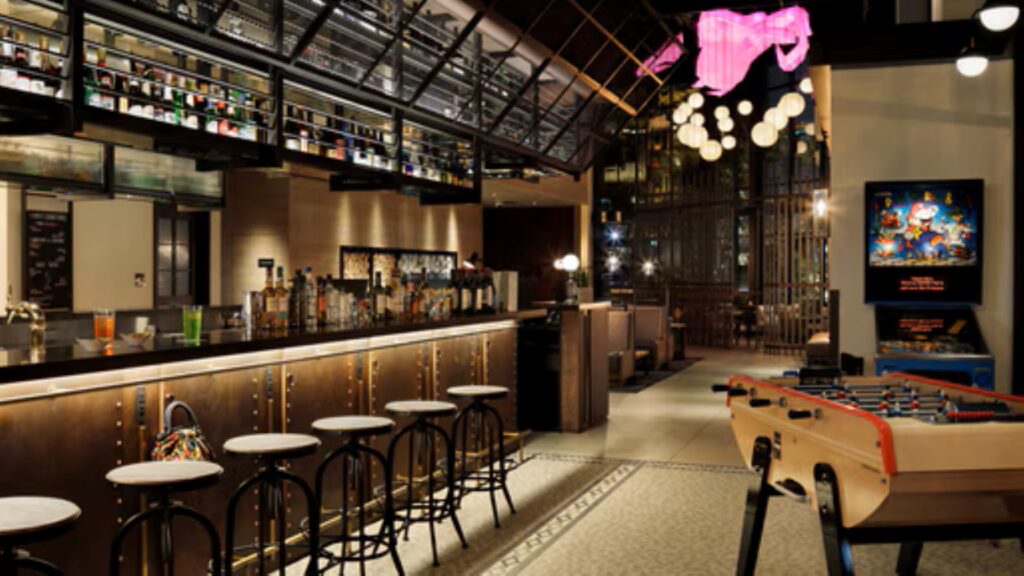 The bar at the hotel Moxy Osaka Shin Umeda