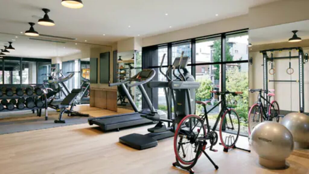 The gym at the hotel Moxy Osaka Shin Umeda