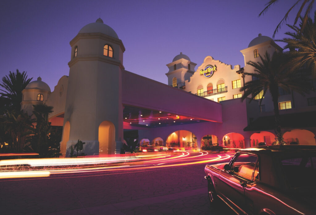Hard Rock Hotel entrance on trip to Universal Orlando Resort