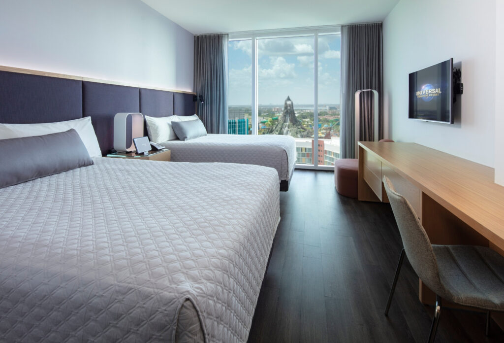 Bedroom Universal Aventura Hotel on trip to 4 Universal Parks