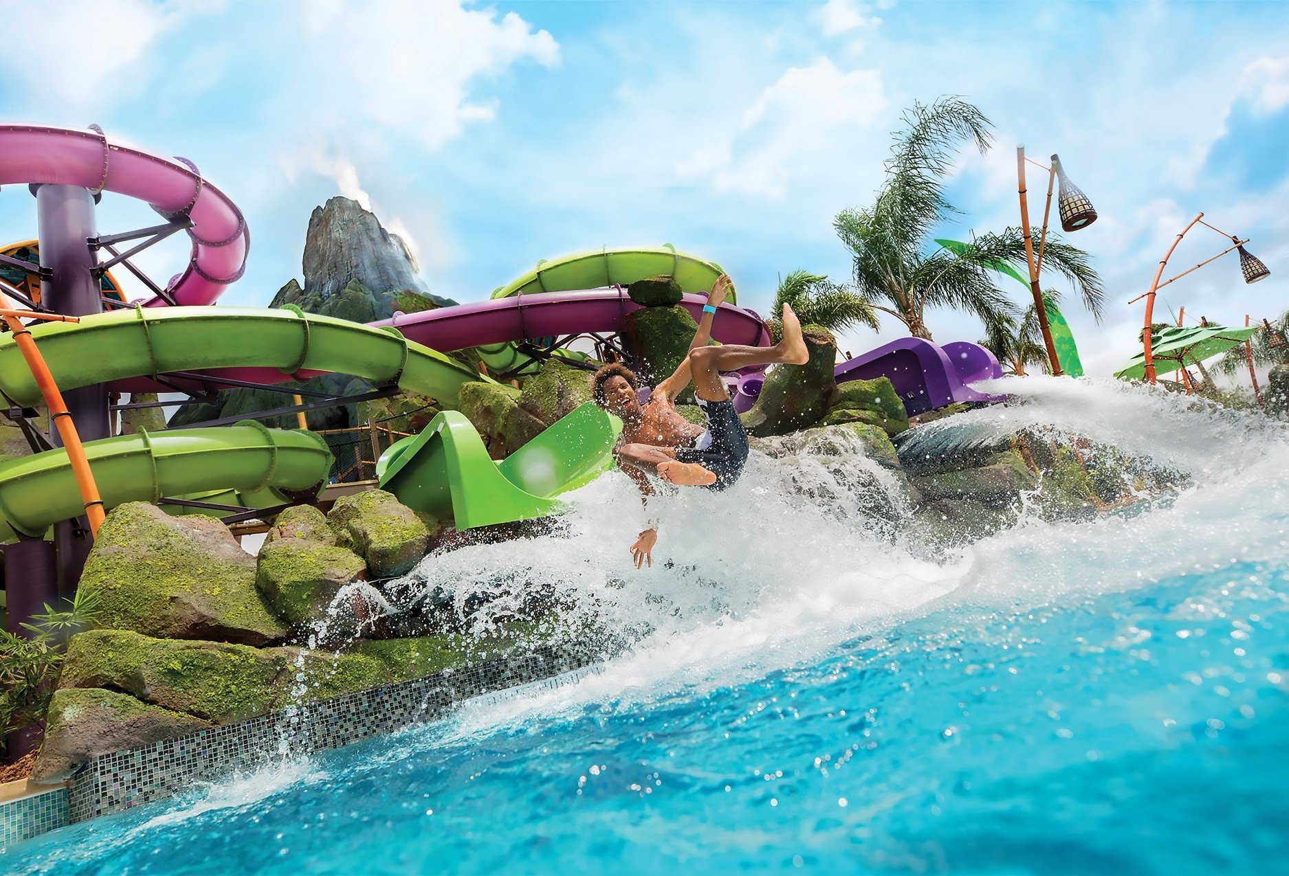 Universal Park Volcano Bay glijbaan actiefoto
