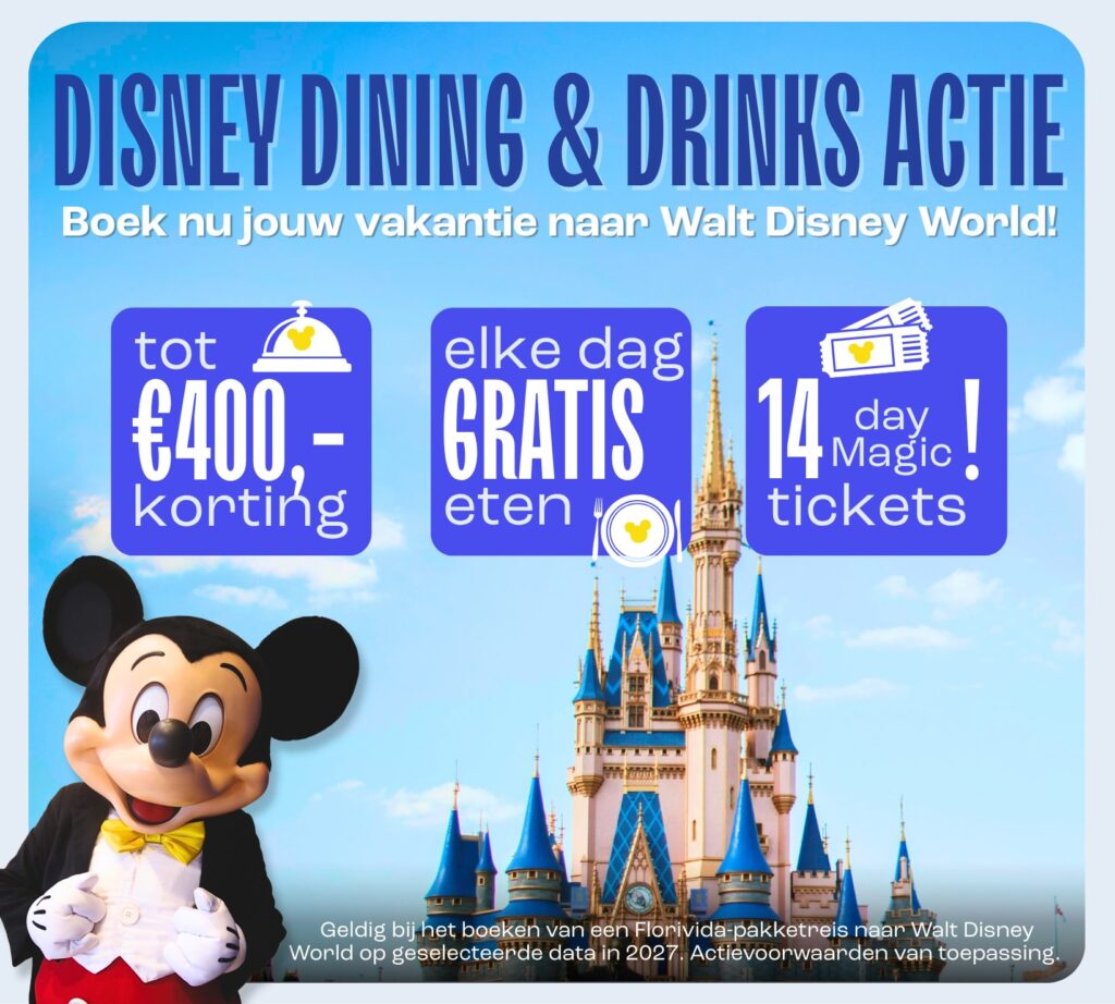 Gratis Disney Dining Plan aanbieding voor Walt Disney World vakanties in 2027