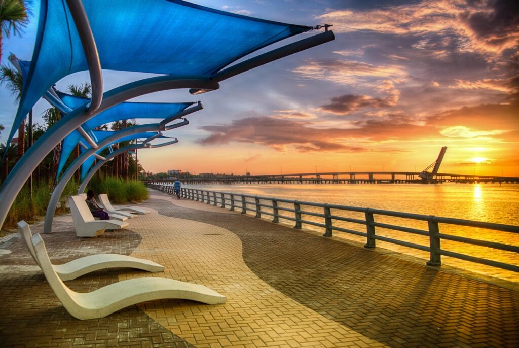 Florida reis Riverwalk zonsondergang Bradenton
